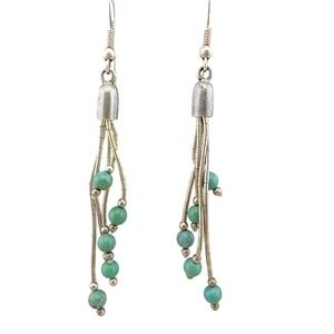 Quoc QT Sterling Silver Turquoise Dangle Earrings Southwestern